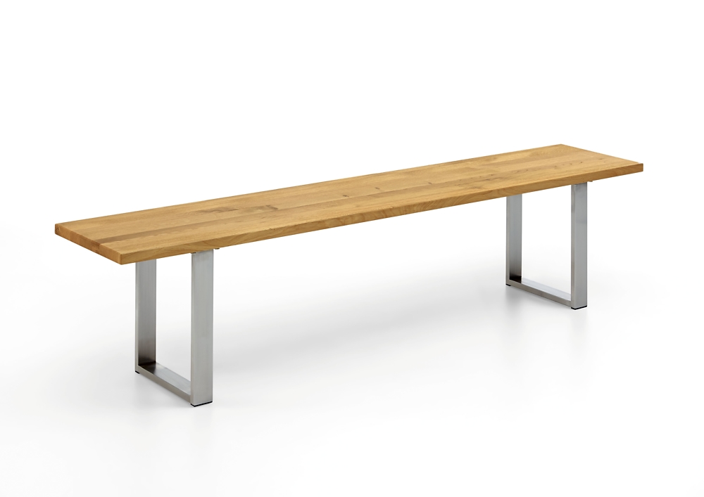 Oak Edition Sitzbank (Gestell Edelstahl poliert) | 180 cm | Wildeiche |  geölt | E23747180 | Sitzbänke